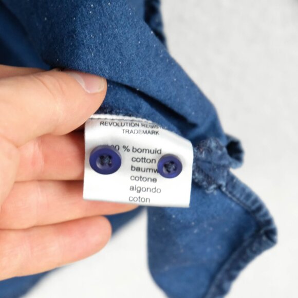 RVLT Shirt Mens Extra Large Blue Button Down Long Sleeve Casual Retro Please se - Picture 8 of 8